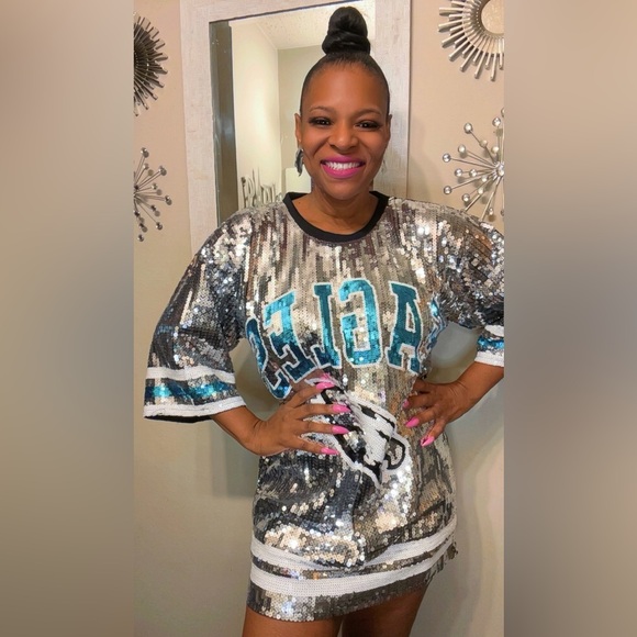 Sale‼️Philadelphia Eagles sequin shirt dress - Picture 6 of 11